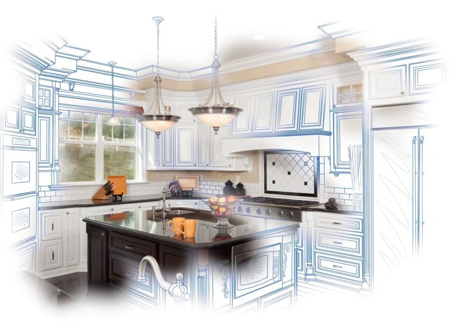 A kitchen with an image of the inside of it